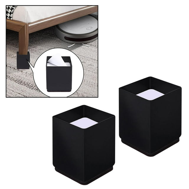 Elevadores de muebles BLESIY antideslizantes autoadhesivos Silla Escritorio Pies Cuadrado 4x5cm Negro
