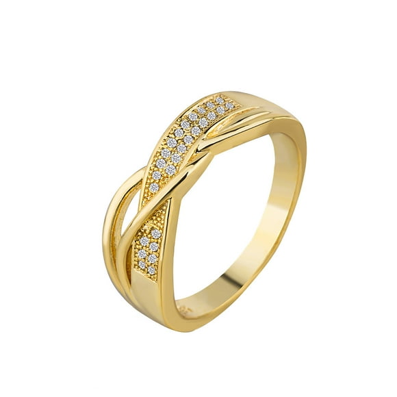 XZNGL Rings for Women Gold Rings Gold Plated Ring Women Creative Ribbon Plated 18K Yellow Gold Diamond Ring