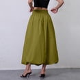 thumbnail image 4 of Women's High Waist Maxi Skirt with Elastic Wide Waistband Loose Fit A Line Long Skirt Casual Solid Flared Hem Design Green M, 4 of 6