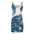 thumbnail image 5 of Wycnly Dresses for Women 2024 Summer Sleeveless V-Neck Feather Print Casual Short Sundress Beach Slim Spaghetti Strap Tunic Mini Sun Dresses Light Blue m Clothes, 5 of 5