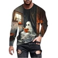 thumbnail image 2 of WAENQINLA Halloween Costomes Men Casual Long Sleeve Sweatshirts Crewneck Halloween Shirts Cute Ghost Print Party Holiday Shirt, 2 of 5