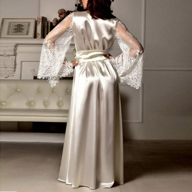 Plus size long silk robe deals