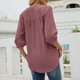 thumbnail image 5 of Blusa de verano con cuello en V y mangas 3/4 con lunares para mujer - Túnica con botones - Cintura fruncida favorecedora - Tallas S-XXL para uso informal/de oficina, 5 of 5
