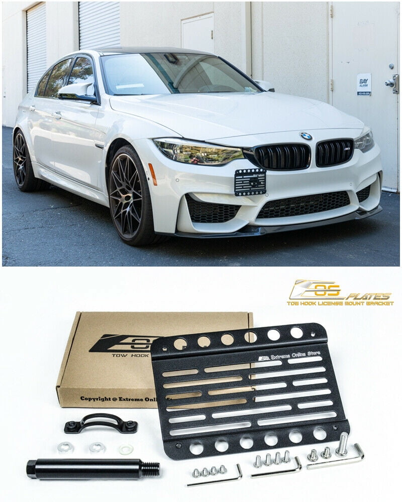 Extreme Online Store Replacement for 2015-Up BMW F80 M3  EOS Plate Version  1 Mid Sized Front Bumper Tow Hook License Plate Relocator Mount  Bracket  