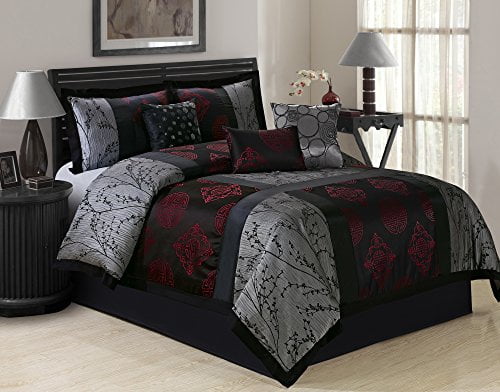 DCP Bedding Comforter Sets 7 PCS Oversized Strip Bed in Bag Luxury,Spice King 