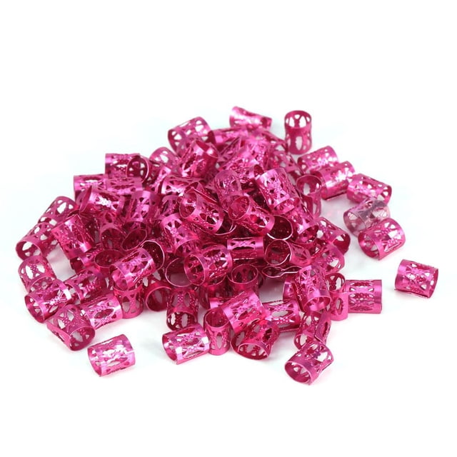 Qiilu 100PCS/Bag New Colorful Hair Braiding Beads Rings Cuff Styling Decoration Tools 7 Colors