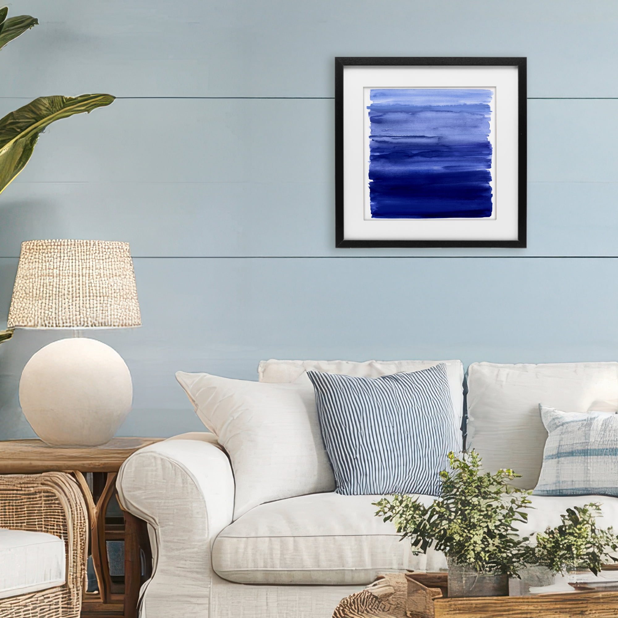 Stupell Industries Indigo Ombre Gradient Black Framed Print Under Glass, design by Allie Corbin