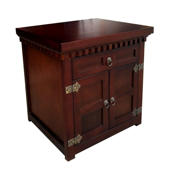 D-Art Collection Texas Traditional Solid Mahogany Wood Nightstand in Dark Brown