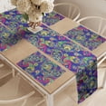 thumbnail image 2 of Ambesonne Paisley Table Runner & Placemats, Classic Persian Welsh, Placemat 4 pcs + Runner 12"x72", Indigo and Olive Green, 2 of 2