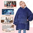 thumbnail image 5 of Oversized Blanket Sweatshirt, Sherpa  Fleece Hoodie, Super Soft Warm Comfortable Pullover with Large Front Pocket for Boys Girls Teens Kids(7-13 yr), 5 of 7