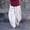 White women elastic waist harem pants a1, variant on Women's Elastic Waist Harem Pants Solid Flowy Casual Long Lounge Trousers Boho Vacation Beach Clothes, White M