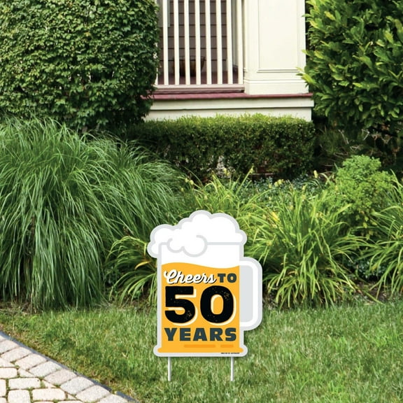 Big Dot of Happiness Cheers and Beers to 50 Years - Outdoor Lawn Sign - 50th Birthday Party Yard Sign - 1 Piece