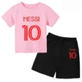thumbnail image 4 of Nueva camiseta y pantalones cortos con estampado de Messi para niños y adolescentes, conjunto de 2 piezas, ropa de fútbol para niños y niñas, traje deportivo de moda de manga corta de verano, 4 of 5