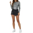 thumbnail image 2 of INSPIRE CHIC Women's Top Long Sleeve Sparkly Glitter Shiny Metallic Tops XS Black Multicolor, 2 of 6