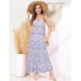 thumbnail image 3 of Vestido largo GRACE KARIN sin mangas con estampado floral azul blanco, 3 of 6