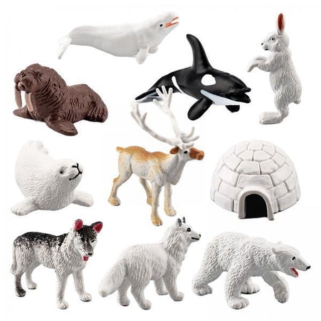 20 piezas modelo de Animal ártico Mini modelos decoración de escritorio para surtido de adornos para tartas en miniatura de