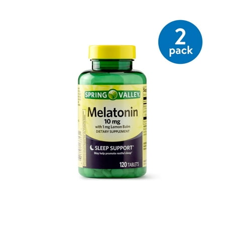 (2 Pack) Spring Valley Melatonin Tablets, 10 mg, 120 (Best Dose Of Melatonin For Sleep)