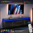 thumbnail image 4 of BELLEZE 67" TV Stand for TV up to 75",  with LED Lights Change to Melody of Music - Studio (Black), 4 of 7