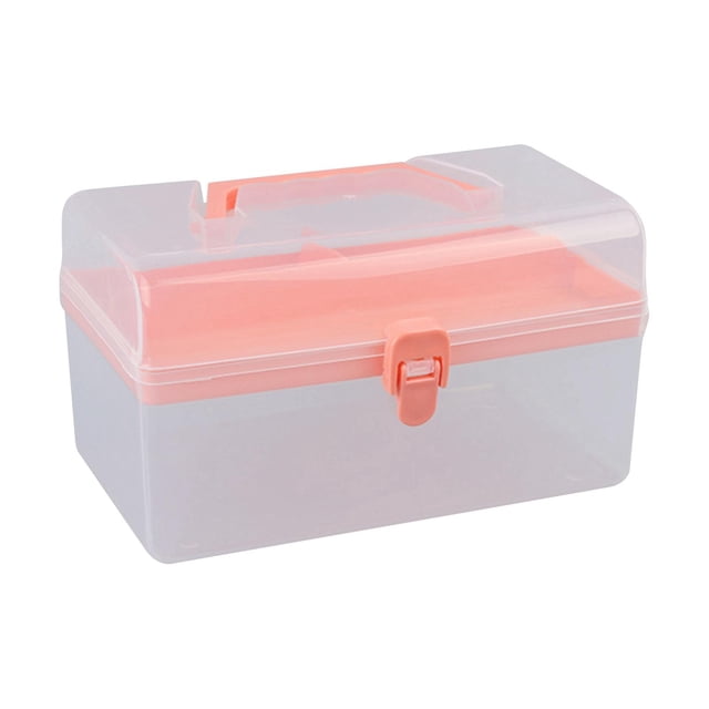 Xuanheng Nail Art Storage Case Transparent with Compartments Two Tier Container Organizer orange