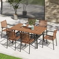 thumbnail image 2 of LAUSAINT HOME 7-Piece Outdoor Patio Dining Set, Rattan Chair and Wood-Grain Table, All-Weather Furniture for Garden or Backyard, 2 of 9