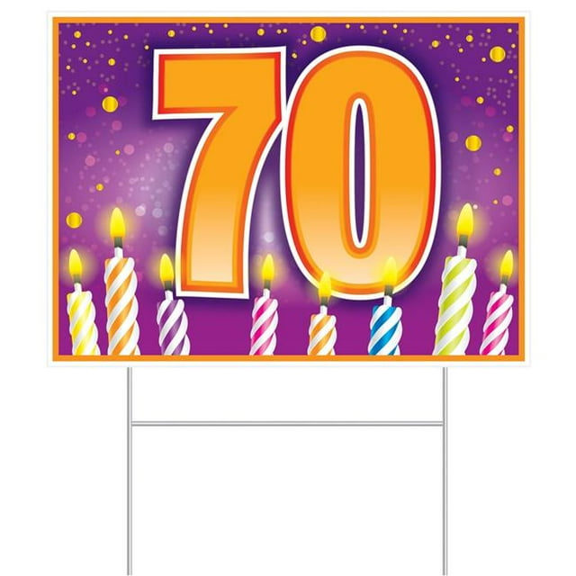 Beistle 53902 11.5 x 15.5 in. 70 Birthday Plastic Yard Sign