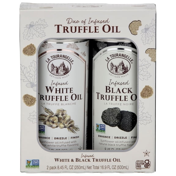La Tourangelle White Truffle Oil & Black Truffle Oil Gift Box, Set of 2 - 8.45 fl oz Each