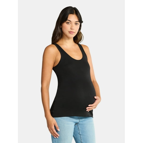 Time and Tru Women's Maternity Non Shirred Tank Top, Sizes S-XXL