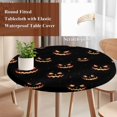 thumbnail image 5 of Round Table Cover 45-54 Inch Black Halloween Waterproof Reusable Table Cloth Round Fitted Vinyl Tablecloth with Elastic Edged for Parties Outdoors, Orange Horror Spooky, 5 of 9