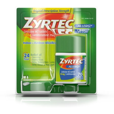 Zyrtec Allergy 10 mg Tablets 70 Tablets (Pack of 4)