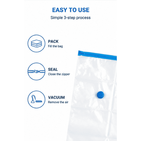 6 Pack Jumbo Vacuum Storage Bags for Comforters, Blankets & Clothes – Vacuum Sealed Compression Bags with Hand Pump – Space Saver Storage Bags for Bedding, Moving, Travel & Organization