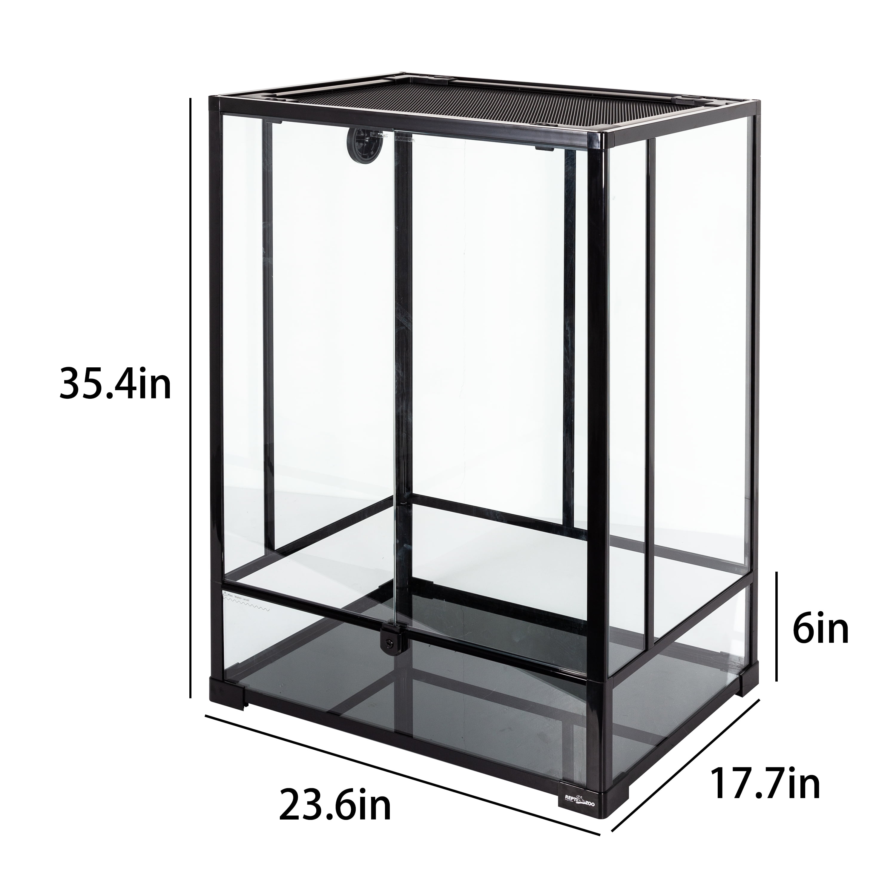 REPTIZOO Reptile Glass Terrarium with Double Hinge Door,top and side meshes,extra-tall 23.6" x 17.7" x 35.43", easy assembly