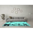thumbnail image 3 of Ahgly Company Machine Washable Indoor Rectangle Abstract Turquoise Blue Modern Area Rugs, 8' x 10', 3 of 4