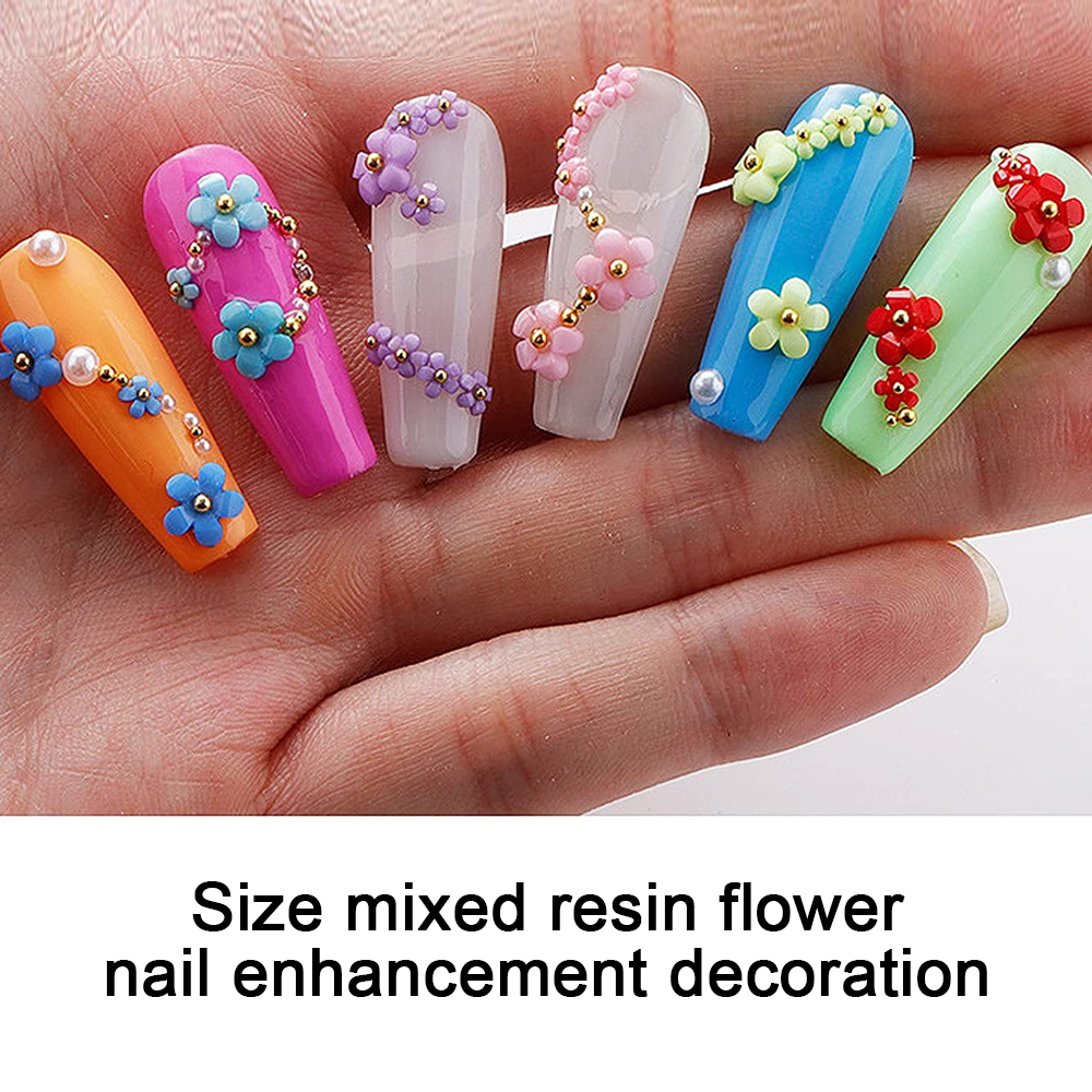 Colorful Flower Nail Art Charms 60pcs Nail Glitter Decals Decoration 3D Nail  Flower Design Acrylic Nail Stud Jewelry Salon Nail Accessories Supplies for  Women DIY Manicures Tips : Amazon.in: Beauty