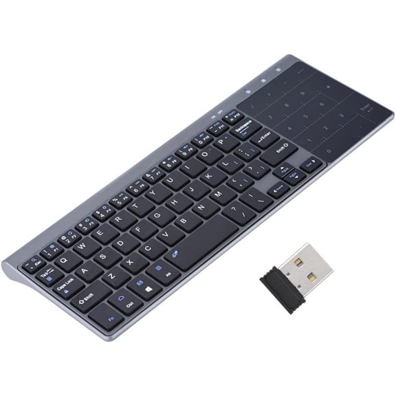 Yirtree Mini Slim Wireless Keyboard, 2.4Ghz Wireless Keyboard Handheld with Touchpad for PC Notebook TV Box Notebook Computer Portable PC Keyboard