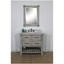 WK8236-G-CW SQ TOP 36 in. Rustic Solid Fir Single Sink Vanity With Rectangular Sink in Grey Driftwood With Carrara White Marble Top-No Faucet