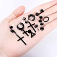thumbnail image 3 of Simple and personalized stainless steel earrings. Black earrings set., 3 of 5