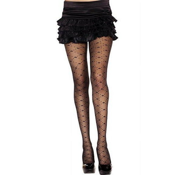 Music Legs Women's Women's Dots & Stars Sheer Pantyhose; Black 7214-BLACK