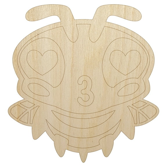 Cute Bee Love Heart Kiss Wood Shape Unfinished Piece Cutout Craft DIY Projects - 4.70 Inch Size - 1/8 Inch Thick
