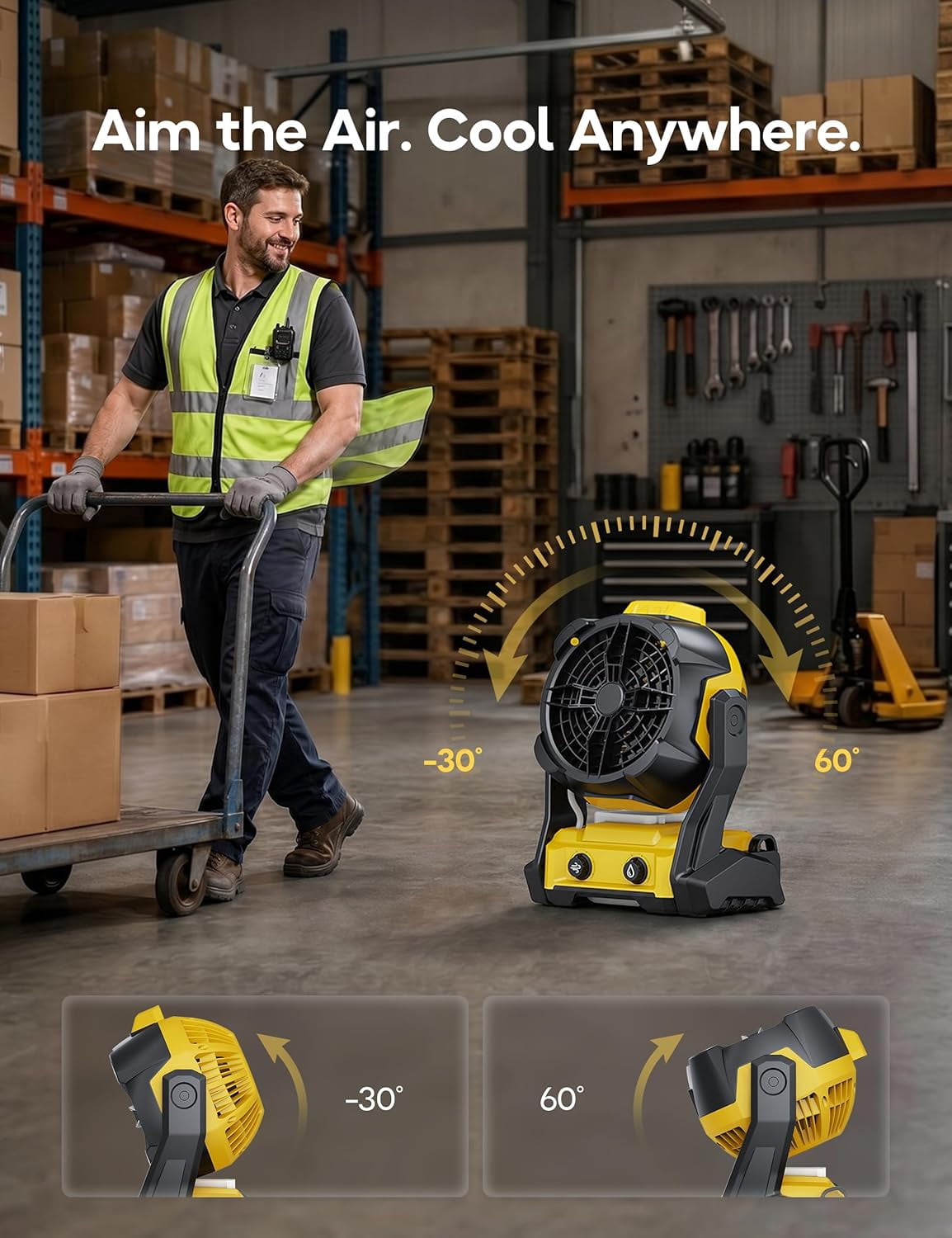 Misting Fan for DeWalt 20V Max Battery, Cordless Portable Spray Cooling Fan with USB Port & Hanging Hook, Variable Speed, Ideal for Jobsite, Camping, Outdoor & Indoor Use (Bare Tool)