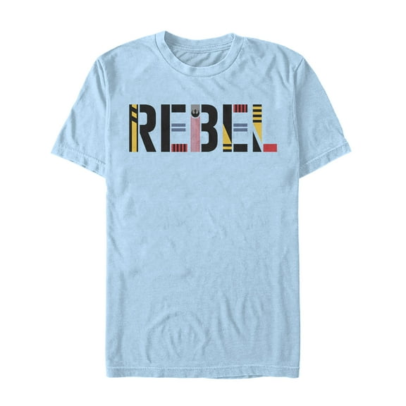 Men's Star Wars: The Rise of Skywalker Rebel Text  Graphic Tee Light Blue Large