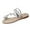 Silver, variant on Women's Flat Slide Sandals Strappy Toe Ring Casual Summer Slip On Flip Flops, Silver Size 9