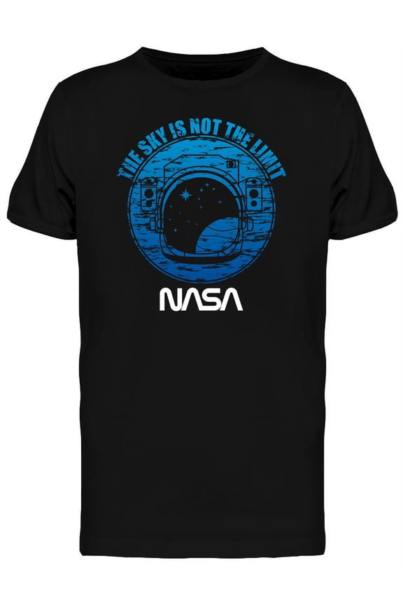 Space NASA Grunge The Sky Is Not The Limit Astronaut Graphic Men Black T-Shirt, Male Small