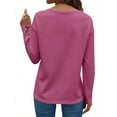 thumbnail image 3 of UVN Fall Blouses for Women V Neck Dressy Casual Shirts Loose Fit Long Sleeve Button Tops, 3 of 7