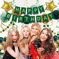 thumbnail image 5 of Birthday Decoration, Balloons Birthday Set Green Gold Metallic Balloons for Girls Boys Women Men with Paper Pompoms, Happy Birthday Banner, Confetti Balloons for Birthday Decoration, 5 of 7