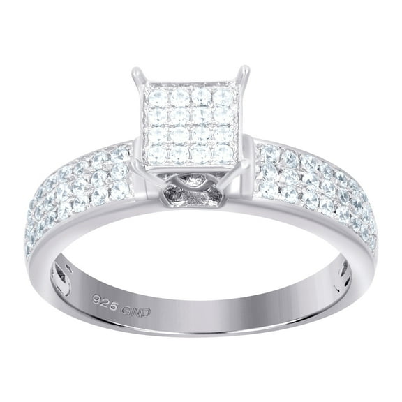 925 Sterling Silver Womens CZ Size 9 Square Head Bridal Wedding Anniversary Engagement Ring Band Anniversary Ring for Wo
