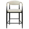 thumbnail image 3 of Tiara Counter Height Chair Set of 2, Beige Fabric, Black Metal 25 Inch, 3 of 6