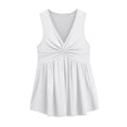 thumbnail image 4 of Fiaer Women's Peplum Tank Top Twist Front V Neck Sleeveless Babydoll Summer Going out Tops White XL, 4 of 4