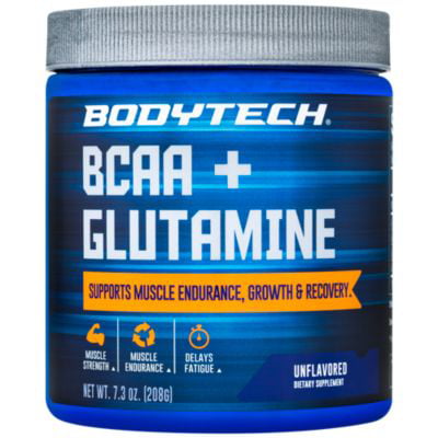 BodyTech BCAA  Glutamine  Supports Muscle Endurance, Growth  Recovery with Essential Amino Acids (7.2 Ounce (Best Vitamins For Muscle Recovery)