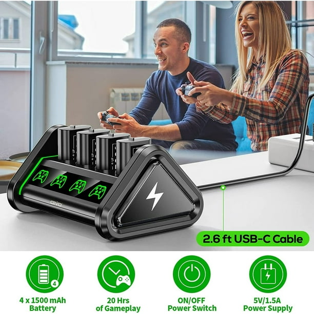 OIVO Batteries Rechargeable pour Xbox One/Xbox Series XS, 4 x 1500mAh Batteries  Manette Xbox One, Batterie Manette Xbox Series avec Station de Chargeur  pour Xbox One/One S/One X/One Elite 