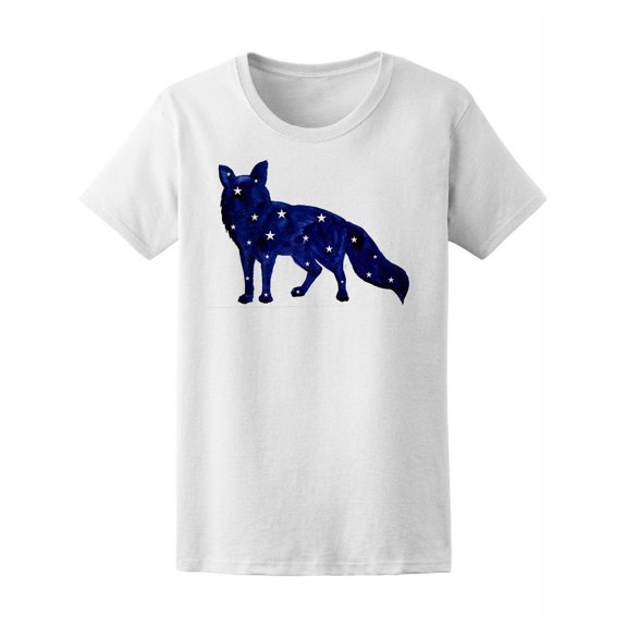 Watercolor Blue Fox And Stars T-Shirt Women -Image by Shutterstock, Female XX-Large